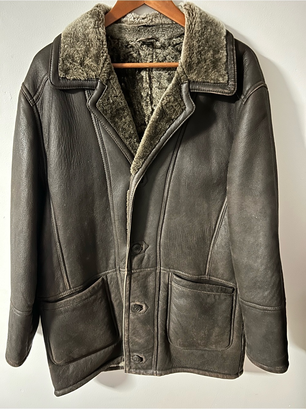 LP Uomo Vintage Genuine Leather Shearling Coat Jacket